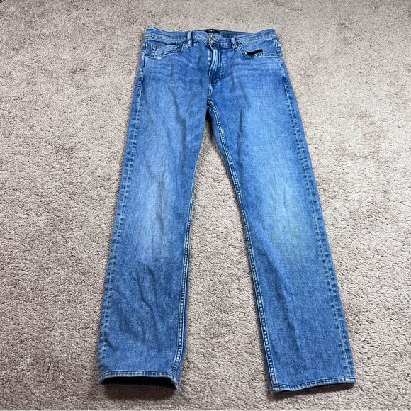 7 for all Mankind Jeans Size 30 Blue Denim Stretch Straight Leg - Picture 1 of 9